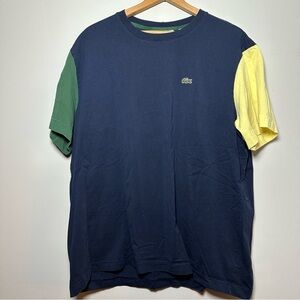 Lacoste Men's Regular Fit Color-block Blue Yellow Cotton Jersey T-Shirt Size 4XL